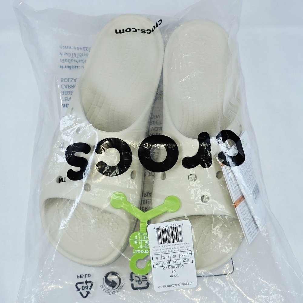 Crocs | Womens Classic Platform Slide Sandals In BONE SIze 10